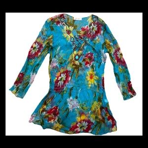 Saint Barth Stock Exchange Embellished Sheer Cover Up Tunic S/M Beads LS